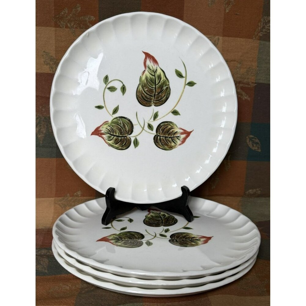 W.S. George 4 Dinner Plates Bolero GEO587 Hard To Find Pattern Vintage 1950s